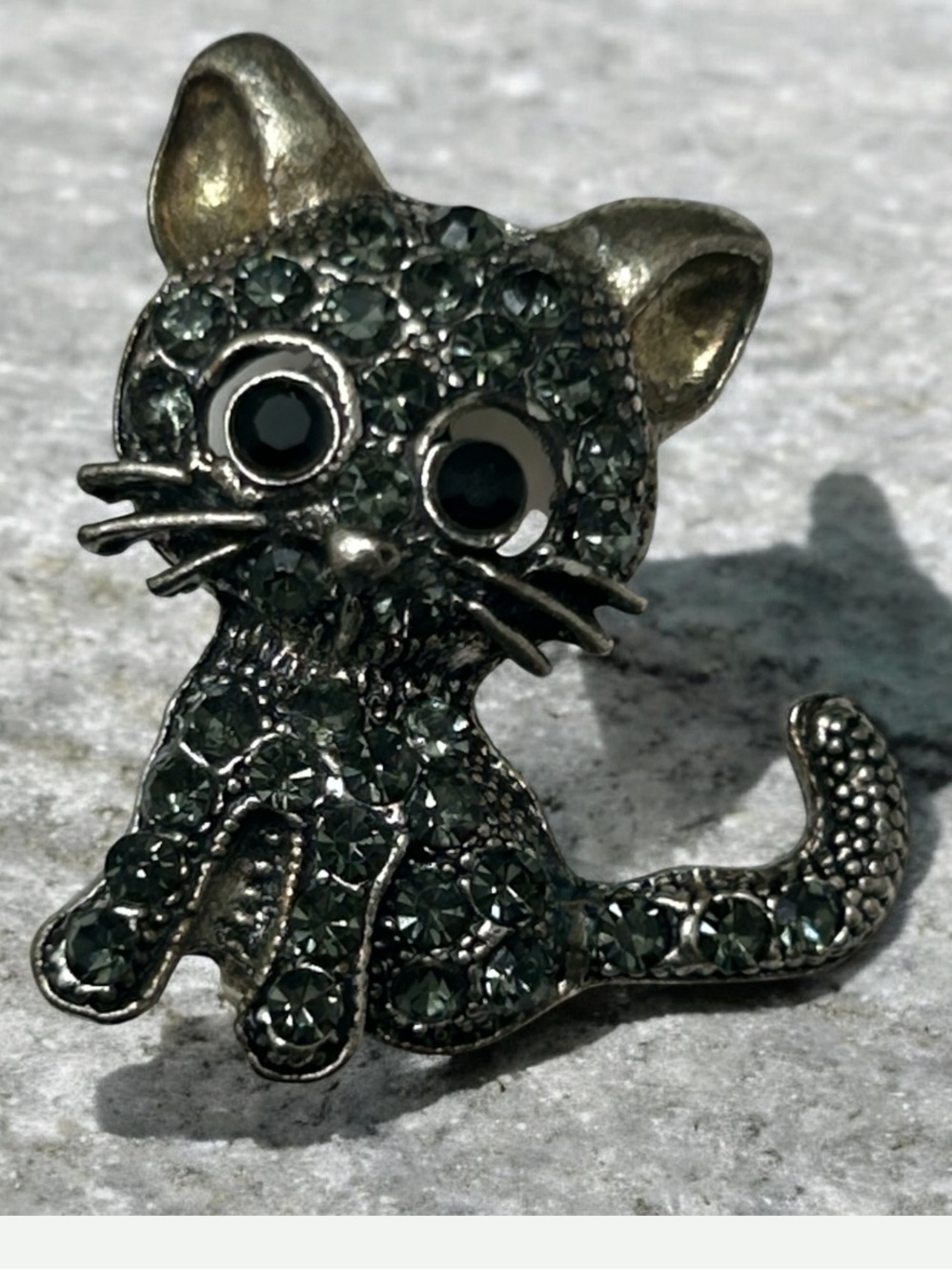 Vintage Cat Rhinestone Brooch